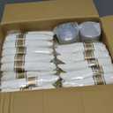 350PCS Gold Plastic Plates Dinnerware Set, Thanksgiving Disposable Plates, 50 Dinner and 50 Dessert Plates, 50 Pre Rolled Napkins with Silverware and 50 Cups for Party and Wedding