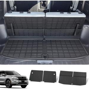 Cargo Mat Backrest Mat Compatible with 2022-2025 Mitsubishi Outlander 7 Seats Trunk Liner TPE Cargo Liner Replacement for 2022-2025 Mitsubishi Outlander Accessories (Cargo Mat+Backrest Mat)