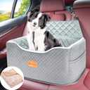 Memory Foam Booster Dog Car Seat for Medium Dogs Under 45 LBS, Elevated Pet Car Seat with Detachable Washable Cover, Anti-Slip Sturdy Dog Booster Seat with Seat Belt for Back Seat Travel (Grey)
