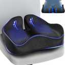 Seat Cushion, Memory Foam Pressure Relief Coccyx Cushion for Tailbone Pain, Extra-Large Butt Pad for Office Chair, Car Seat, and Gaming Chair Pain Relief, Extra Cover (Gray)