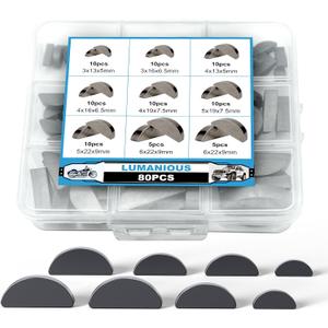 80pcs Woodruff Key Assortment Metric Set 8 Popular Sizes Carbon Steel Woodruff semicircle Key - Half Moon Key for Fasteners Mechanical Industry Crankshaft