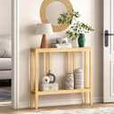 ELYKEN Bamboo Console Tables for Entryway, 36.2" Long 2 Tier Hallway Table Behind Couch, 7 Narrow Sofa Table for Entrance, Entry, Living Room, Natural