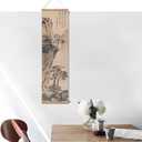 xinyuru Chinese Ancient Landscape Wall Art Poster,Tradition Canvas Printing,Oak Wood Scroll Painting Decor for Bedroom Living room (Landscape 01, 12x41x3 Piece)