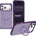 Striped Case for iPhone 17 Pro Max with Stand,6.9" Purple