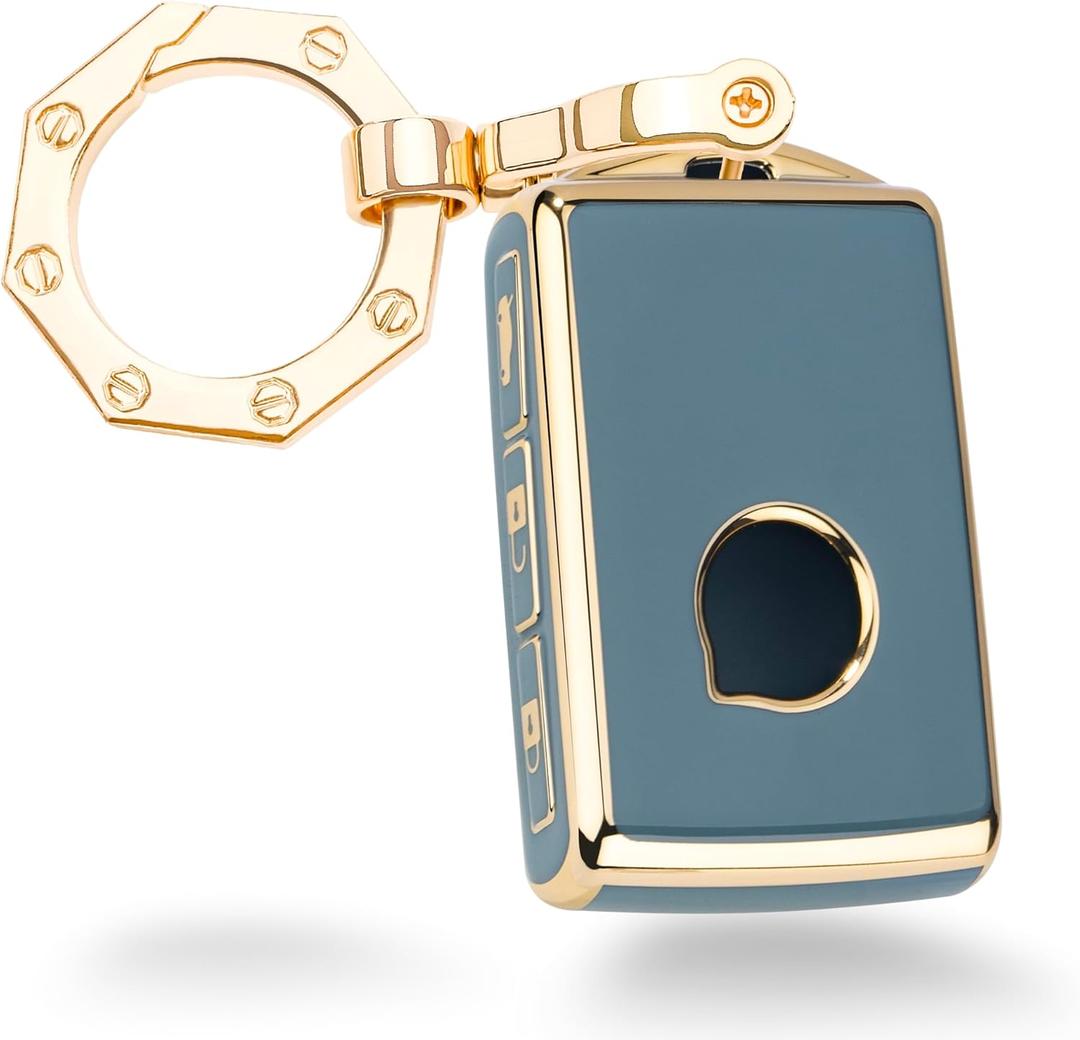 YHC Key Fob Cover with Gold Keychain Key Shell fit XC40 XC60 S90 XC90