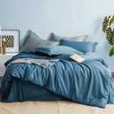 MILDLY 100% Long-Staple Cotton Duvet Cover Set King Size Teal Blue Comforter Cover Sets Ultra Soft Bedding Set 3 PCS with Zipper Closure & Corner Tie (No Comforter) (King(90"x104"))