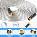 Garden Hose 50 FT, Metal Stainless Steel Water Hose with 10 Function Nozzles, No Kinks, Flexible Hose, Lightweight, Puncture Proof, Heavy Duty Hose for Yard and Outdoor