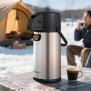 Airpot Coffee Dispenser Thermal with Pump,2.2L/74Oz Insulated Stainless Steel Large Airpot Coffee Carafe Lever Action for Hot/Cold Water,Thermal Carafes for Hot Cocoa for Parties