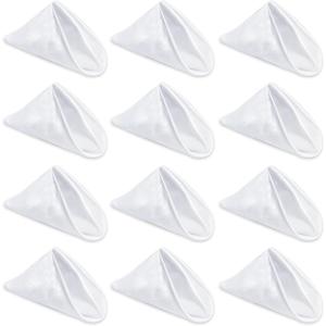 White Cloth Napkin Set of 12,Satin Dinner Napkins Cloth Washable,Reusable Napkin for Everyday Use Dining Table,Restaurant,Wedding,Thanksgiving and Christmas 20" x 20" White