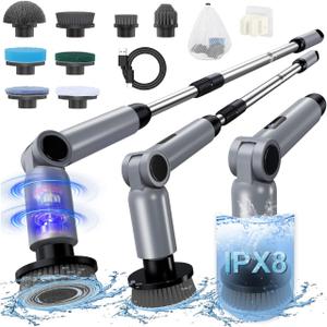 Electric Spin Scrubber, [IPX8 Waterproof ] [50KG Torque]- Gray