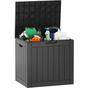 EAST OAK Outdoor Storage Box, 31 Gallon Deck Box, Waterproof Resin Storage Bin for Patio Cushions, Gardening Tools, Accessories, Lockable, UV Resistant, Black