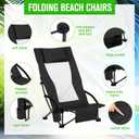 Spiareal 2 Pack High Back Chair for Adults with Headrest Cup Holder Carry Bag Portable Backpack Folding Beach Chair 300lbs Heavy Duty Lightweight High Back for Picnic Camping Fishing(Blue)