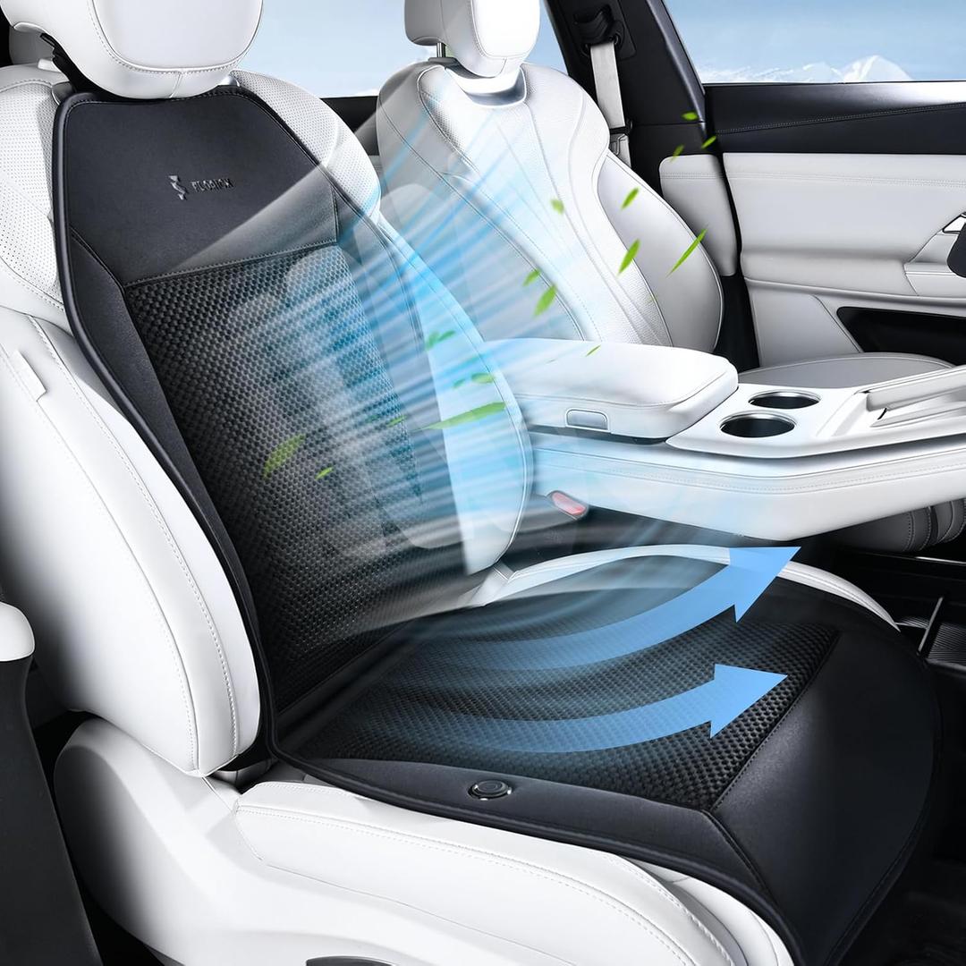 FLORICH Cooling Car Seat Covers with Blowing & Suction, 12V-24V Cooling Ventilated Car Seat Cushion with 8 Turbo Fans 3-Speed Adjustable Universal Fit for Car SUV Truck Van for Summer Driving