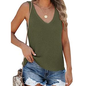 Tutorutor Womens Summer Sleeveless V Neck Sweater Vest Fall Knitted Loose Cami Tank Tops Army Green.XL Tutorutor Womens Summer Sleeveless V Neck Sweater Vest Fall Knitted Loose Cami Tank Tops Army Green.XL