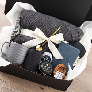 Get Well Soon Gift Baskets for Men&Women- Self Care Package/Brithday - After Surgery, Sympathy Gifts for Loss of Loved One, Thinking of You/ Grief /Bereavement /Miscarriage Gifts (Grey & Navy Blue)
