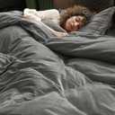 PHF Super Soft Velvet Duvet Cover King Size, 3pcs Luxurious Warm Velour Fluffy Bedding Set with 8 Ties, Cozy Breathable Flannel Comforter Cover with Pillow Shams, Zipper Closure, 104"x90", Smoke Grey