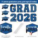 Tatuo 11 Pcs Graduation Yard Sign Decorations Congrats Graduation Lawn Signs 2026 Grad Yard Decor with 23 Stakes for Outdoor Grad Party(Blue,Simple Style)
