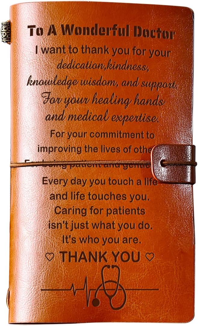 KAAYEE Doctor Gifts, To Doctor Leather Journal -140 Page Keepsake Notebook Gift, Refillable Travel Journal Diary Sketch Book Writing Journals Christmas Birthday Gifts for Doctors (brown)