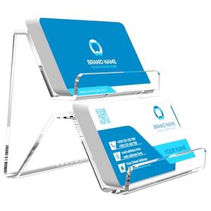 Lumanman Acrylic Business Card Holder, 2-Tier Business Card Display, Clear Business Cards Stand for Desk & Counter, 1 Pack