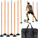 6 Pack Soccer Agility Training Poles, 5 FT Adjustable Speed and Agility Training Equipment for Football/Basketball/Dog Practice, Bending Poles for Horses with Rubber Bases and Carry Bag
