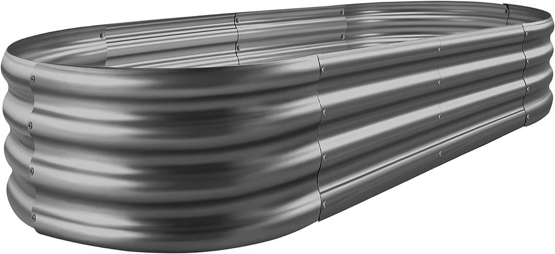 Land Guard 841 ft Galvanized Raised Garden Bed KitRaised Garden Boxes Outdoor, Oval Metal Raised Garden Beds for VegetablesGrey