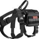 OneTigris Service Dog Vest Harness, Service Dog Cape Guardian Dog Backpack Harness with Pouches Dog Saddle Bag for Small Medium and Large Dogs (Black, M)