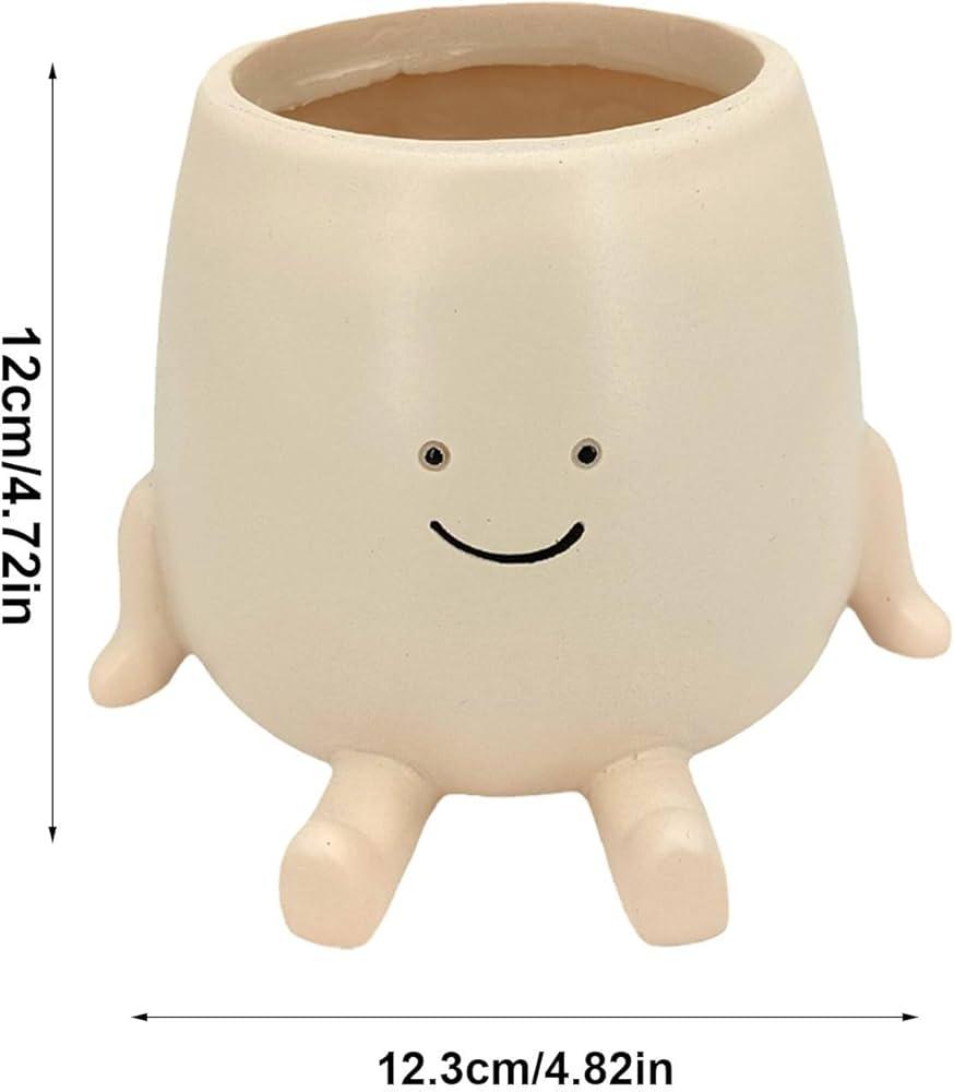 Adorable Flower Pots, Decorative Home Planter, Cute Plant Containers, Resin Funny Face Pot for Garden, Patio, Backyard, Living Room, Bedroom, Front Door and Hallways