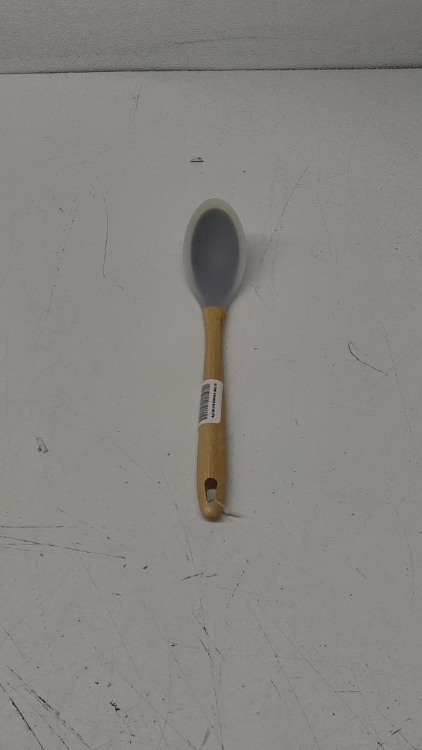 Large Silicone Cooking Spoons, Nonstick Solid Wooden Handle Spoon, Heat Resistan Silicone Kitchen Spoons for Cooking, Serving, Basting, Mixing