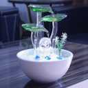 Ceramic Tabletop Desktop Modern Fountain with Ball for Indoor Table Desk Office and Home Decoration White