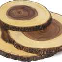 Lipper International Acacia Wood Slab Serving Board With Bark for Cheese, Crackers, and Hors D'oeuvres, Set of 3, Assorted Sizes