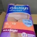 Always Discreet Adult Incontinence Overnight Underwear for Women, Extra Large, Up to 100% Bladder Leak Protection, 64