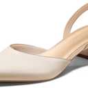 Coutgo Womens Low Chunky Heels Slingback Closed Pointed Toe Pumps Party Wedding Dress Shoes, Champagne Gold, Size 6