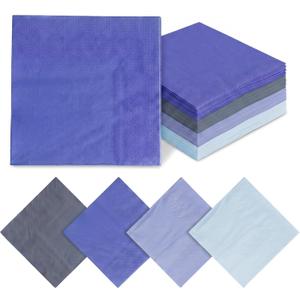4 x Gradient Blue Cocktail Napkins, 120 Pcs, 2-Ply Disposable Napkins