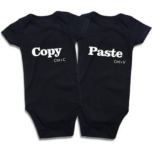 DEFAHN Funny Twins Baby Bodysuits Boys Girls Rompers 2 Pack Twin Matching Clothes Outfits for Newborn Infant (3-6 Months)