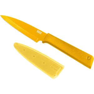 Kuhn Rikon Colori+ Non-Stick Straight Paring Knife with Safety Sheath, 4 inch/10.16 cm Blade, Yellow