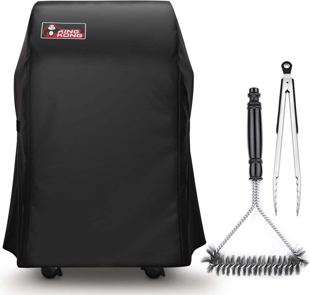 Kingkong 7105 Premium Grill Cover for Weber Spirit 210 Series Gas Grills with Both Collapsed (Not Fit for Spirit II E-210) Including Grill Brush and Tongs