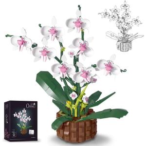 Orchid Building Set, Compatible with Lego Flowers for Adults,Gifts for Mother's Days Birthday Valentine's Day - Artificial Plant Home Decor
