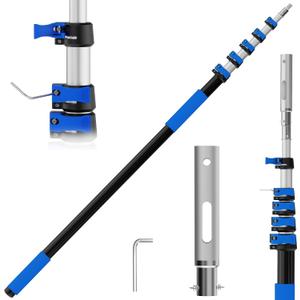 5-20 FT Telescopic Pool Pole, Aluminum Alloy Extension Pole with Flip-Lock & Screw Lock, Adjustable Pool Pole for Skimmer Nets, Brushes & Vacuum Heads