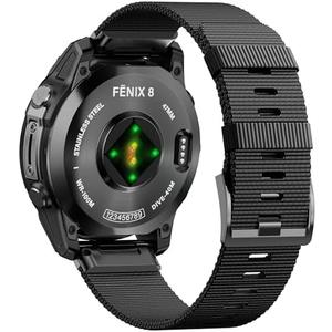 Rugged Pure Nylon Woven Watch Band for Garmin Fenix 5/6/7/8 47mm, Quickfit 22mm Watch Bands for Garmin Epix Gen 2/Fenix 7 Pro/6 Pro/5 Plus, for 935/S62