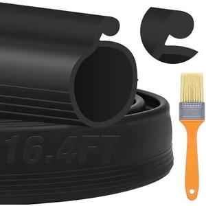 ToLanbbt 16.4FT Garage Door Seals Bottom Rubber 0.35" Big P Bulb Bottom Weather Strip, Overhead Garage Door Seal Replacement Weather Stripping (16.4 FT, Black)