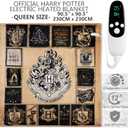 Get Trend Harry Potter Gifts Heated Blanket Electric, Queen Size Luxurious Fleece Weighted Blanket, Fast Heating with 9 Heat Settings Auto Shut-Off, 90x90in (Multi Harry Potter, Queen US)