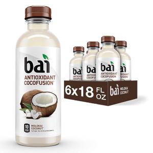Bai Coconut Flavored Water, Molokai Coconut, Antioxidant Infused Drinks, 18 Fl. Oz. (Pack of 6) BBD: 06/30/26