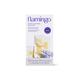 Flamingo Women Face Waxing Kit, Facial Waxing Kit with 20 Wax Strips for Face, 8 Post-Wax Cloths, and 1 Post-Wax Serum, Pack of 2