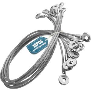 NAZOU 10Pack Security Cable with Loops 1/8IN Anti-Shedding Cable Lock for Tool Lanyard Travel Luggage Bike Steel Wire Lock Cable (35in, Gray)