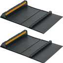 Car Parking Guide Mat, Durable Self Adhesive Anti-Skid Rubber Parking Mat, Wheel Stopper, 2 Pack FoldingTire Guides for Cars, Trucks, 23.6''x15.7''x2.8'' Black with Reflective Strips