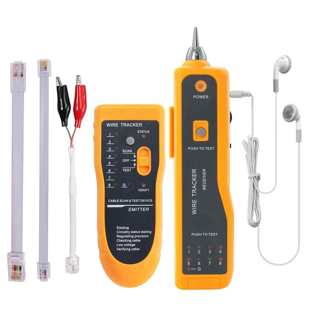 Wire Tester Line Finder Network Cable Tester Multifunction Wire Tracker RJ45 RJ11 Cable Tracker with Earphone Ethernet for Cable Collation,Telephone Line Tester,Continuity Checking