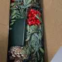 6 FT Artificial Christmas Garland, Faux Cypress Leaf Evergreen Garland with 20 LED Lights, Red Berries and Pinecones, Green-Yellow Leaves, Timer, Perfect for Indoor Outdoor Window Mantel