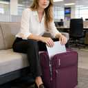 Hanke Underseat Carry On Luggage with Wheels, 17-Inch Small Suitcase Rolling Under Seat Luggage, Lightweight Personal Item Bag with 15.6" Compartment for Overnight & Short Trips, Purple, 17 Inch Underseat Plus