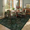 Yarooge 8x10 Area Rugs, Green Washable Low Pile Floral Rugs for Living Room, Bedroom, Large Boho Area Rug with Non-Slip Backing for Dining Room