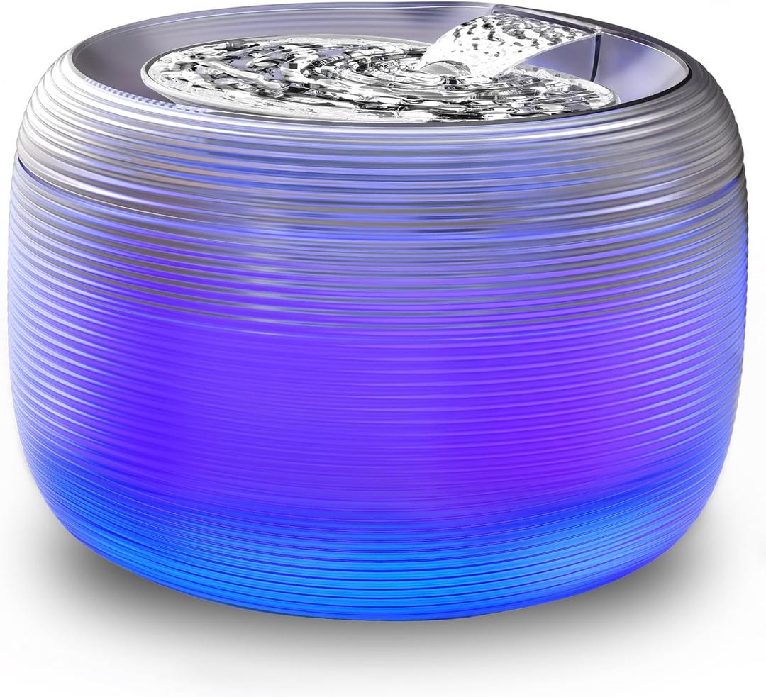 SIBAYS 3.5L Cat Water Fountain, 118oz Large Capacity Cat Fountains for Drinking with Water Level LED Light, Quiet Automatic Pet Water Fountain for Cats Indoor, Dog Water Dispenser Easy to Clean FS75